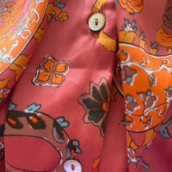 NWT Haver + Blair Burnt Orange Paisley Print Button-Up Blouse XL - Picture 10 of 16